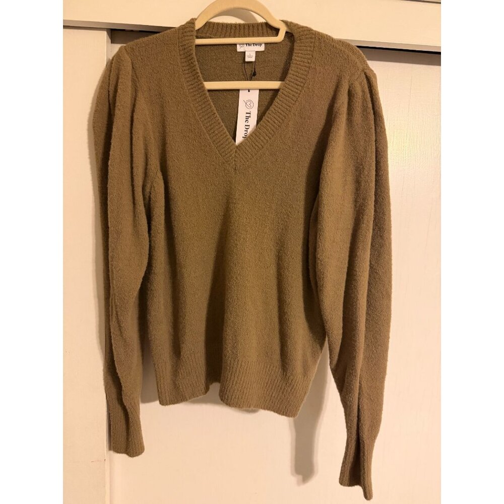 NEW WITH TAGS NWT THE DROP SUPER SOFT OLIVE GREEN V NECK SWEATER SZ LARGE WOMENS